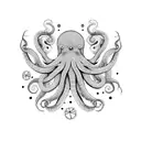 octopus with dots and thick lines and fine lines tattoo design idea