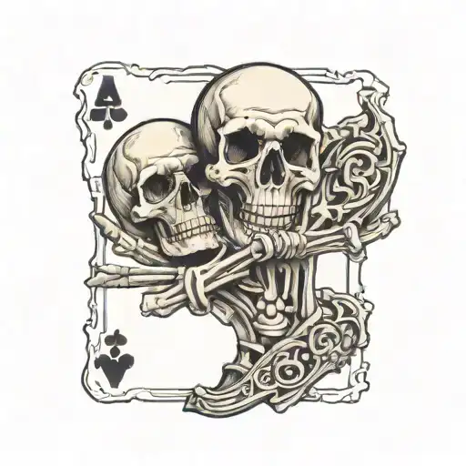 a skeleton hand and a normal hand holding an ace of spades,the skeleton hand having the words momento mori a tattoo design idea