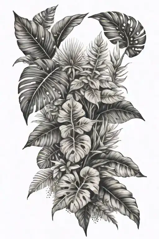 tropical plants growing tattoo design idea