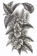 tropical plants growing tattoo design idea