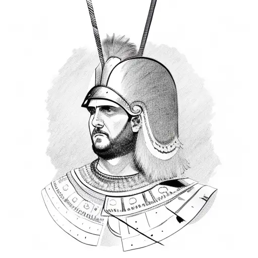 Roman centurion with a feathered helmet tattoo design idea
