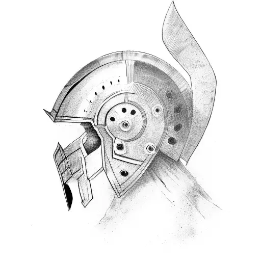 Spartan warrior helmet in a minimalist style tattoo design idea