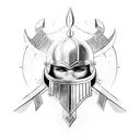 Gladiator helmet with crossed swords tattoo design idea