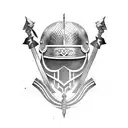 Gladiator helmet with crossed swords tattoo design idea