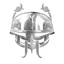 Gladiator helmet with crossed swords tattoo design idea