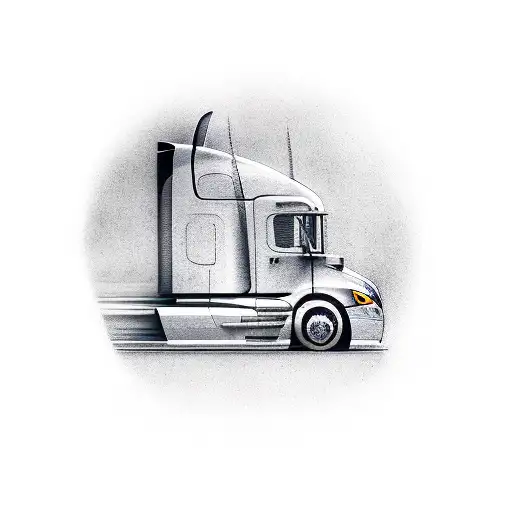 semi truck racing train tattoo design idea