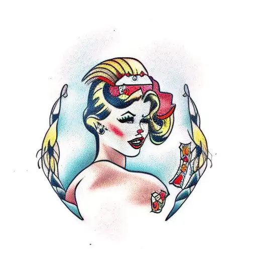 pinup girl in faroese traditional outfit tattoo design idea