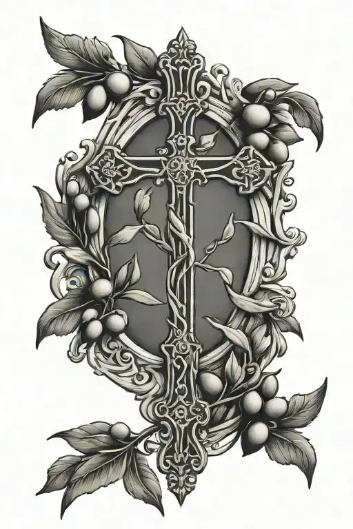 St. Peter cross with olive branch    tattoo design idea