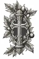 St. Peter cross with olive branch    tattoo design idea