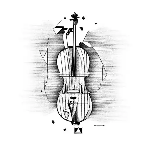 Piano design with cello tattoo design idea