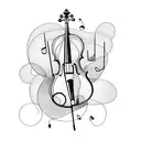 Piano design with cello tattoo design idea