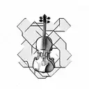 Piano design with cello tattoo design idea
