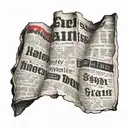 create a tattoo of a small torn piece of a newspaper with headlines and paragraph in black and some red in it tattoo design idea