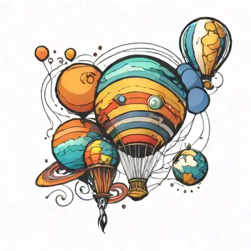 colorful balloons solar system infinity symbol tattoo design idea