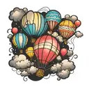 colorful balloons floating in the sky tattoo design idea