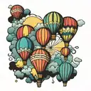 colorful balloons floating in the sky tattoo design idea