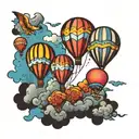 colorful balloons floating in the sky tattoo design idea