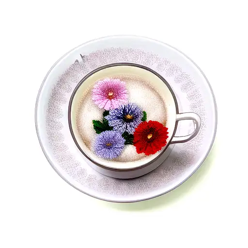 cafetera con flores tattoo design idea