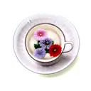 cafetera con flores tattoo design idea