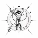 Icarus falling from the sky whilst atlas carrying the world on its shoulders, two people tattoo design idea
