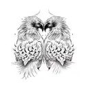 Realistic two-headed raven with red eyes. Make the backdrop a red moon with dark clouds and red lightning. tattoo design idea