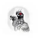 Realistic two-headed raven with red eyes. Make the backdrop a red moon with dark clouds and red lightning. tattoo design idea