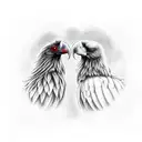 Realistic two-headed raven with red eyes. Make the backdrop a red moon with dark clouds and red lightning. tattoo design idea