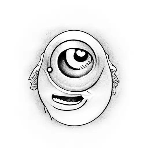 big eyed fish bartender  tattoo design idea