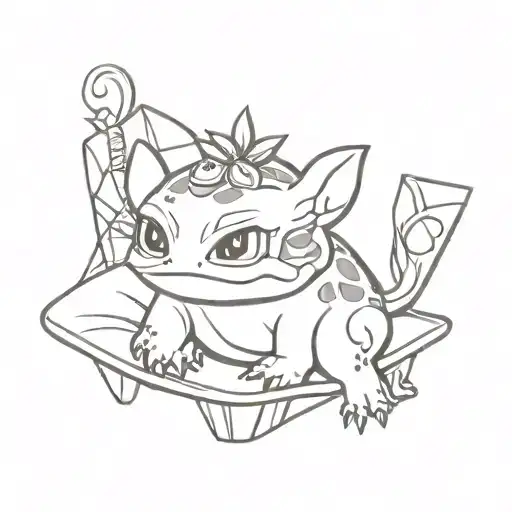 bulbasaur sunchair drink sunglasses tattoo design idea