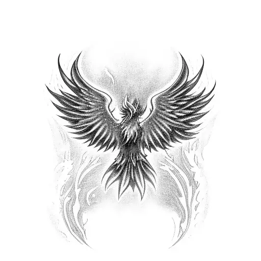 A phoenix rising from flames tattoo design idea