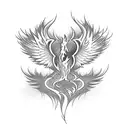 A phoenix rising from flames tattoo design idea