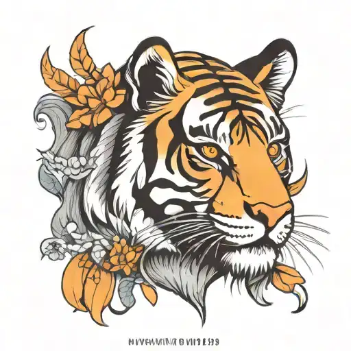 Ma Durga tiger head tattoo design idea