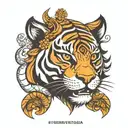Ma Durga tiger head tattoo design idea