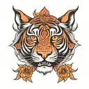 Ma Durga tiger head tattoo design idea