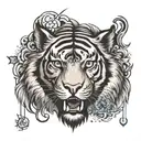 Ma Durga tiger head tattoo design idea
