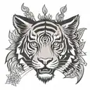 Ma Durga tiger head tattoo design idea