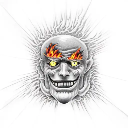 escanor engulfed in flames death tattoo design idea
