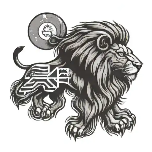 confident,hardworking,symbol for home,lion,flag tattoo design idea