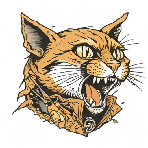  Cat from the 90s, close-up, gnawing seeds, dressed in a leather jacket tattoo design idea