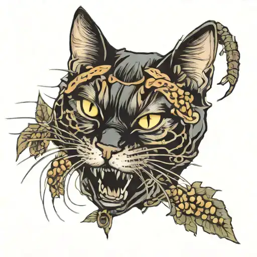  Cat from the 90s, close-up, gnawing seeds, dressed in a leather jacket tattoo design idea