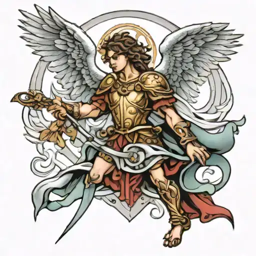 st michael archangel protecting family members tattoo design idea