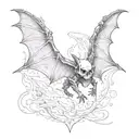 skeleton bat flying tattoo design idea