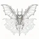 skeleton bat flying tattoo design idea