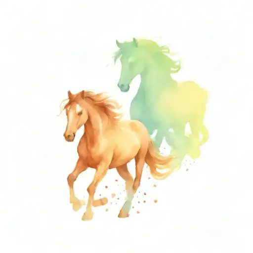 horses breaking free tattoo design idea