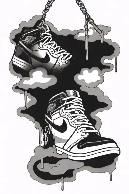305 area code with Jordan 1 shoes hanging tattoo design idea