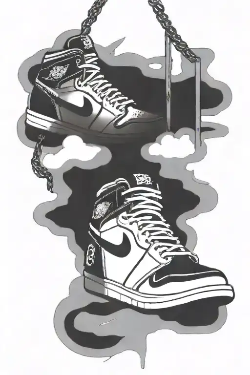 305 area code with Jordan 1 shoes hanging tattoo design idea