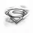 A black and grey portrait of Superman with a tear falling from his eye tattoo design idea