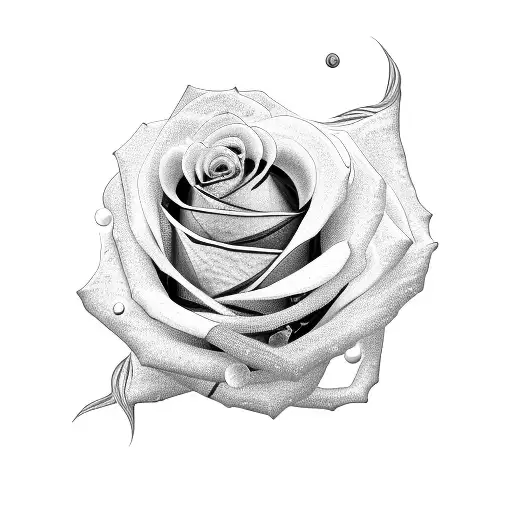 cybernetic rose fine line tattoo design idea