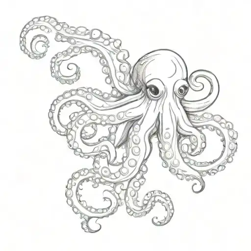 cute octopus tattoo design idea