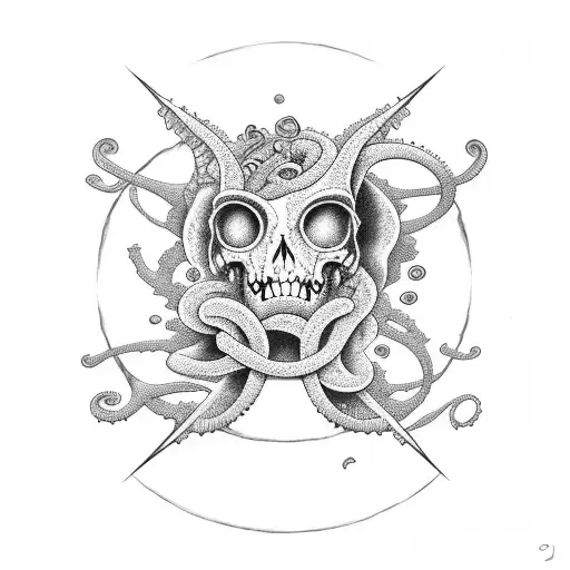 90s nostalgia collage with Lovecraftian elements tattoo design idea